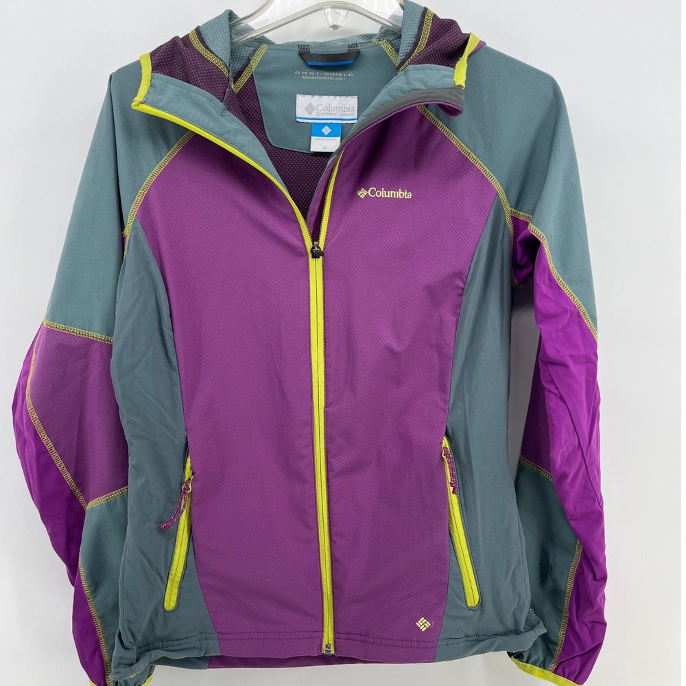 Columbia Omni Shield Women's Lightweight‎ Hooded Jacket Purple Grey Size Medium